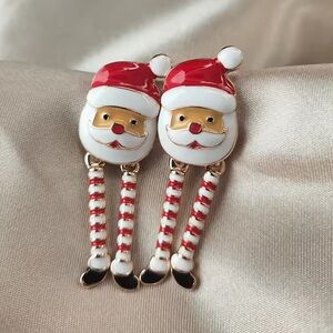Whimsical Santa Drop Earrings – Holiday Party Statement Jewelry